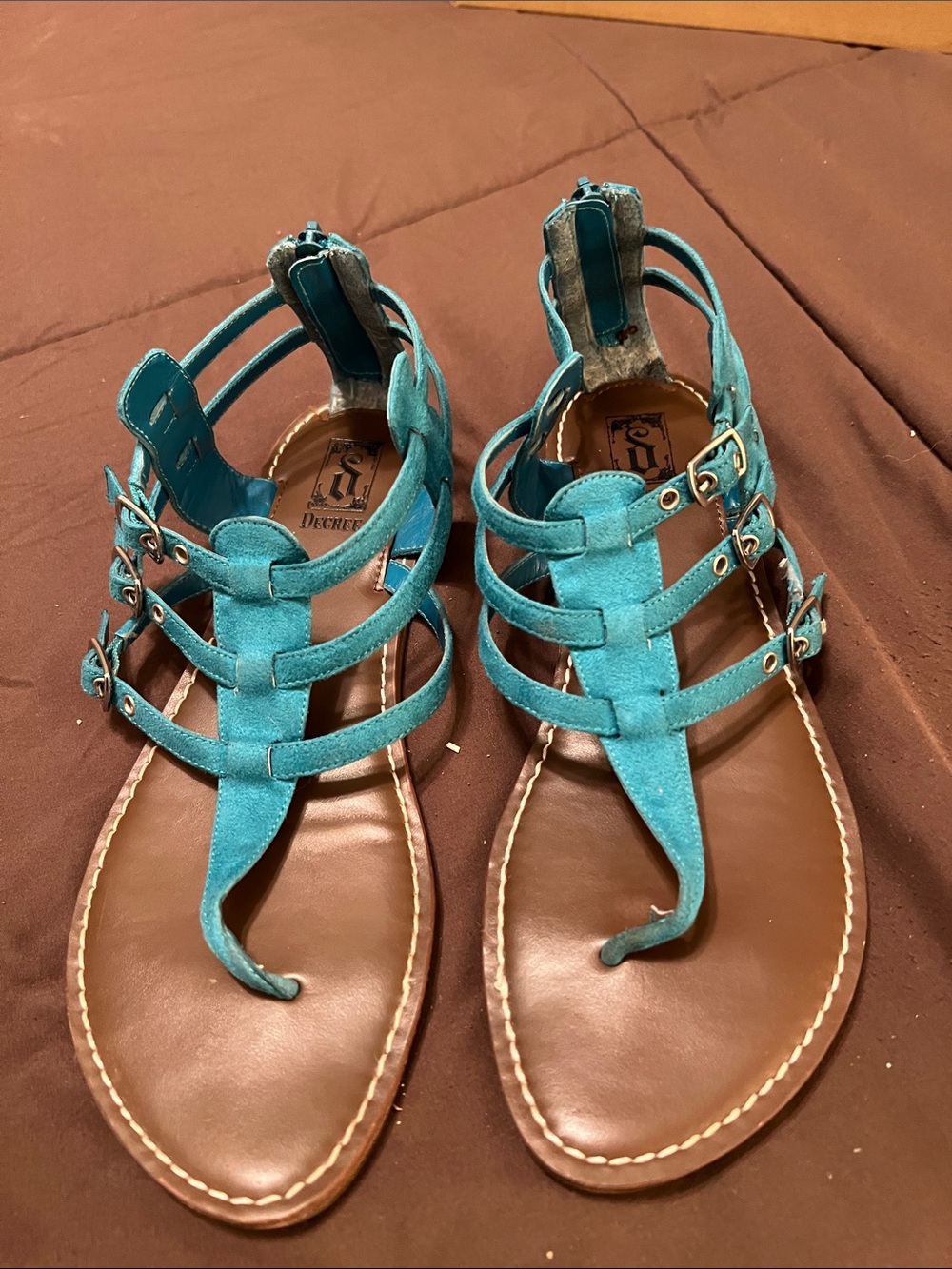 Decree Teal Strappy Gladiator Sandals for Women